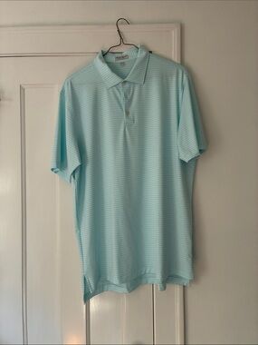 Peter Millar Light Aqua Striped Polo